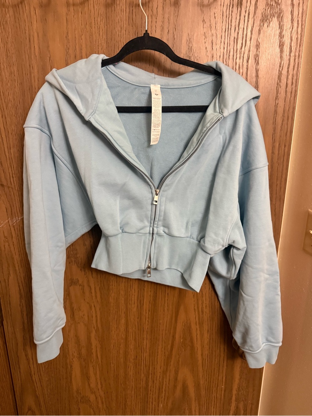 Lululemon Terry Light Blue Cropped Zip-Up Hoodie - Women's Casual Top